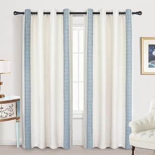 DriftAway Cabana Stripe Linen Textured Farmhouse Blackout Window Curtains - 52" Width X 84" Length