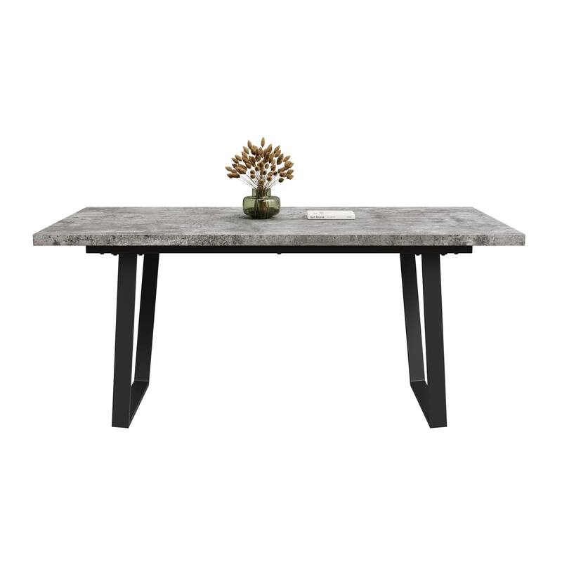 GDFStudio - Kavon Modern Minimalist Wooden Dining Table with Sturdy Metal Frame & Spacious Rectangular Top