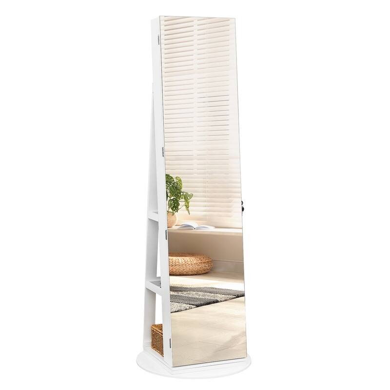 360 Lockable Jewelry Armoire with Full Length Mirror - N/A