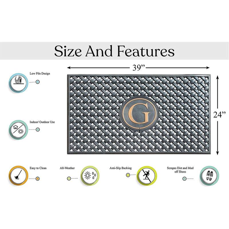 A1HC 100% Pure Rubber Monogrammed Front Door Mat 24" x39" Indoor Outdoor Doormat