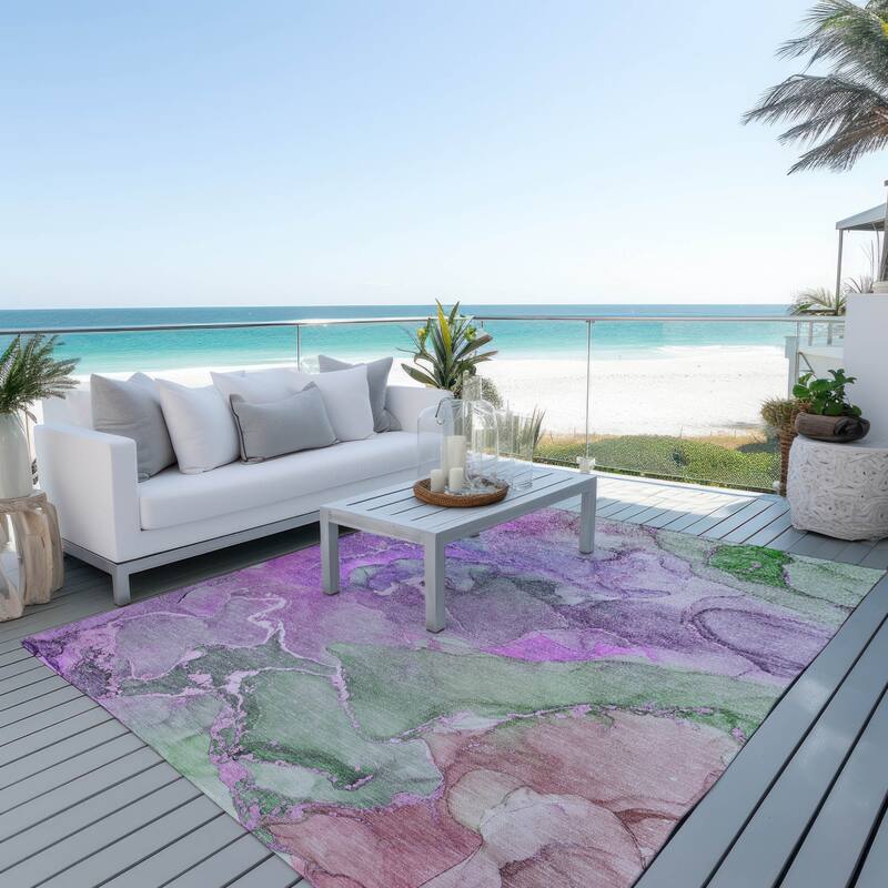 Almisi Unique Abstract Weather Resistant Sleek Contemporary Outdoor Rug