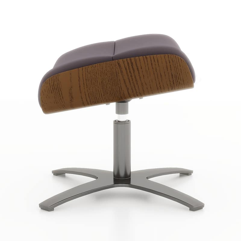 Jovan 20.5" Mid-Century Modern Genuine Leather Footstool Ottoman