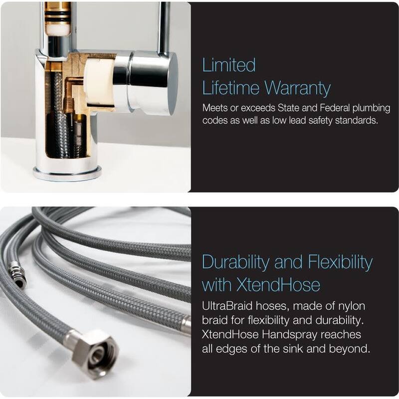 Houzer Camden Pull-Down Kitchen Faucet with CeraDox Lifetime