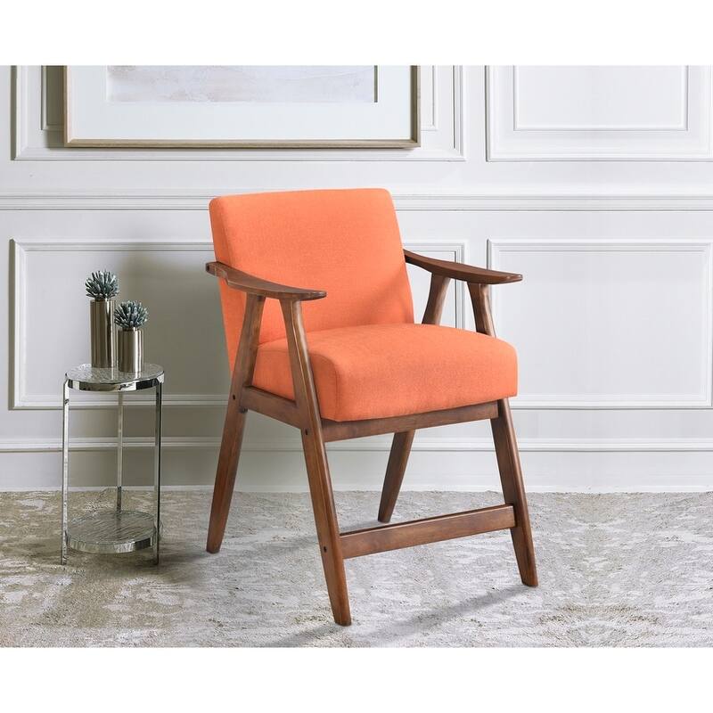Stylish Contemporary Counter Height Chair with Cushioned Seat & Backrest, Fabric Upholstery for Dining Room - Orange