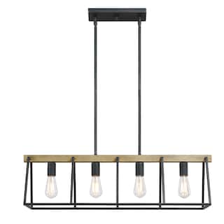 4-Light 32.in Matte Black Finsh Kitchen Island Pendant Chadelier Light