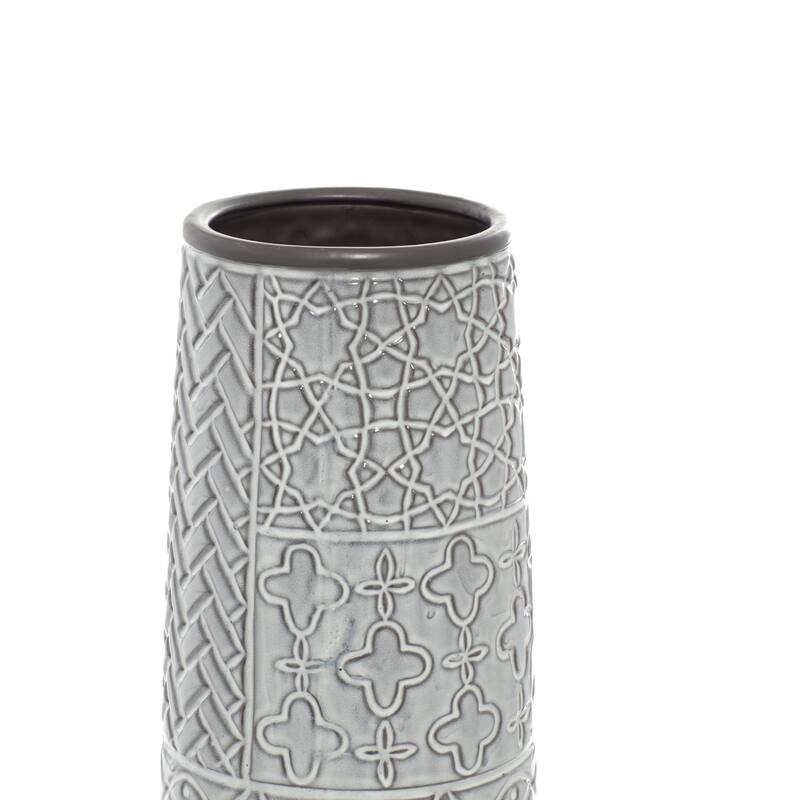 Ceramic Vase with Varying Patterns - Gray - Roche River Decor