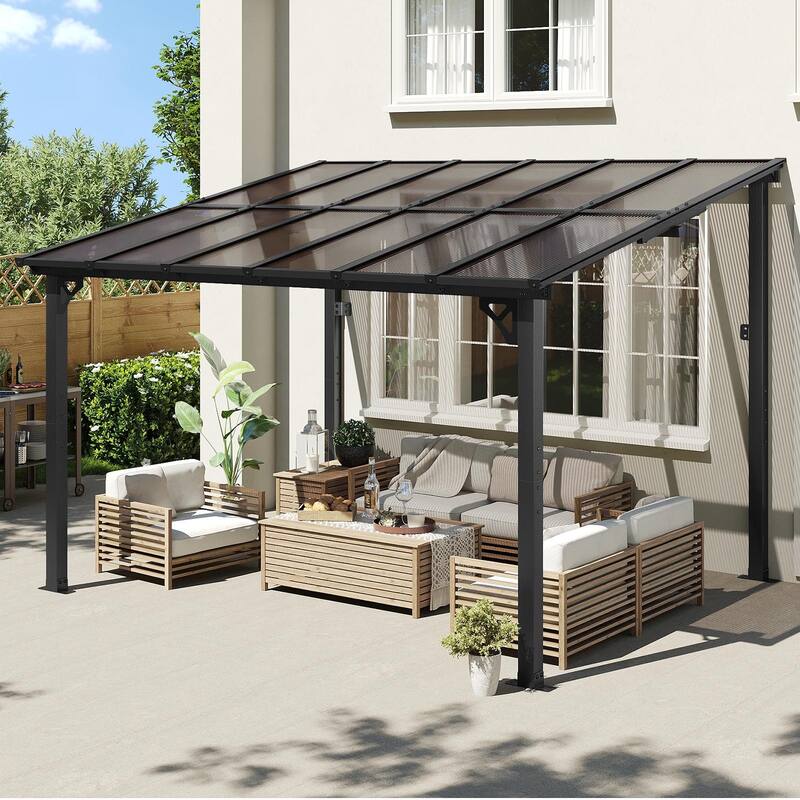Gazebo for Patio, Gazebo Pergola with Sloped Roof - 12'x10'