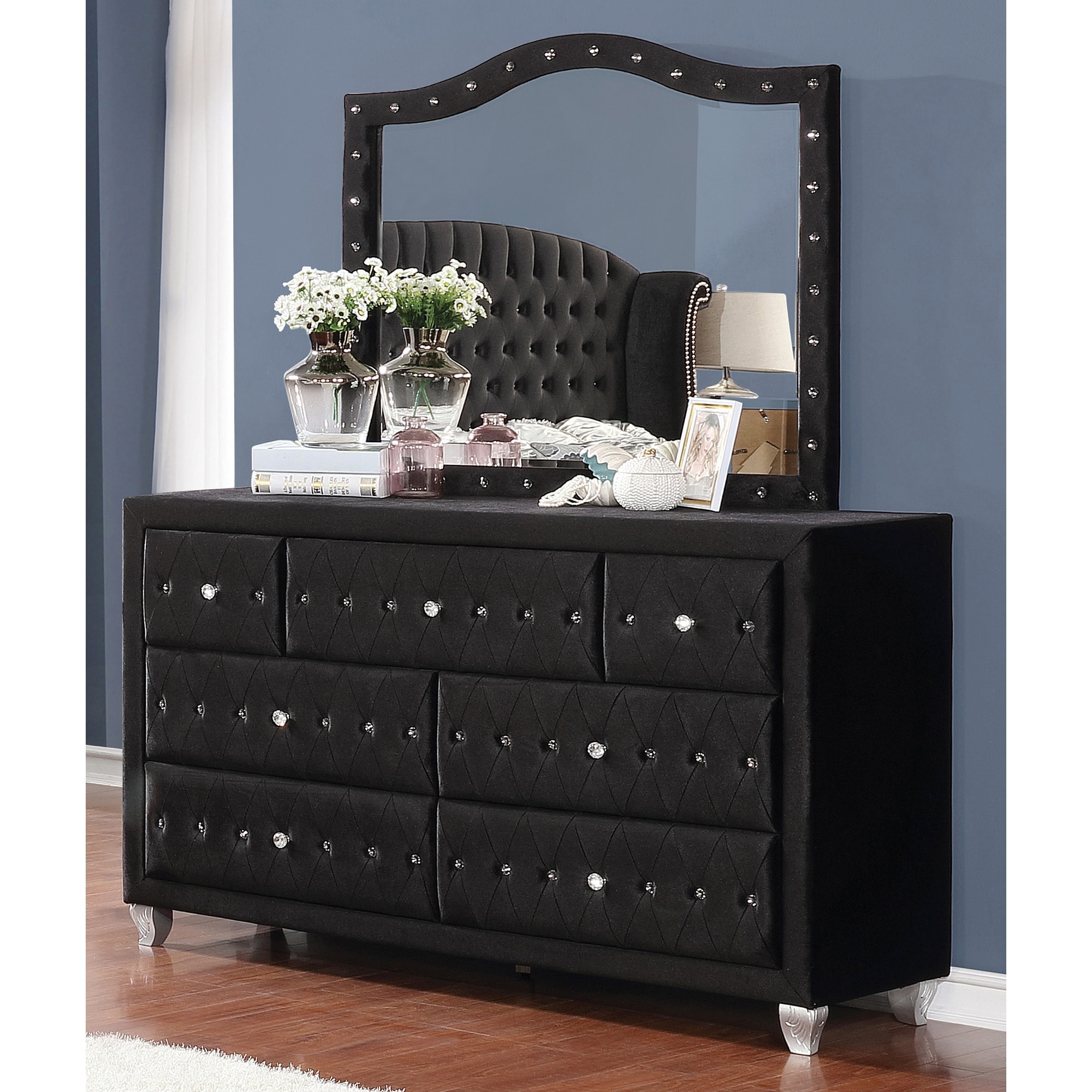Audrey Black 4-piece Upholstered Bedroom Set - Bed Bath & Beyond