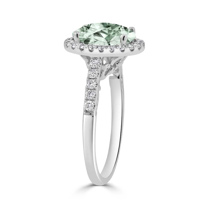 Auriya 1 3/4ct Oval Green Amethyst and Halo Diamond Engagement Ring 3/8ctw 14k Gold
