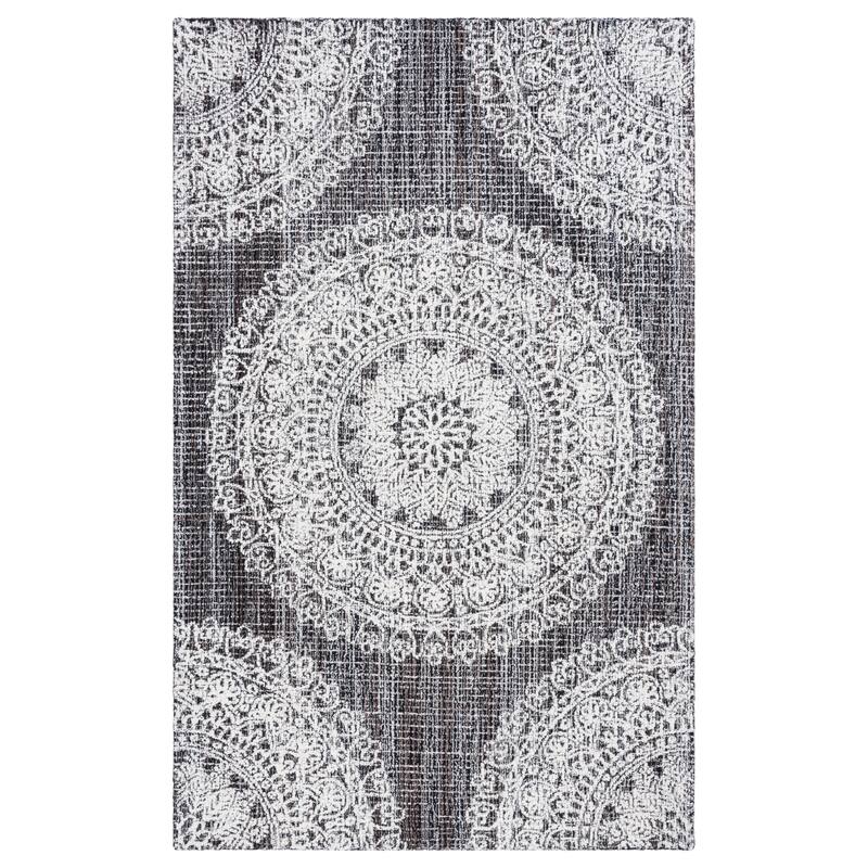 SAFAVIEH Handmade Ebony Satoko Medallion Wool Rug - 5' x 8' - Brown/Ivory