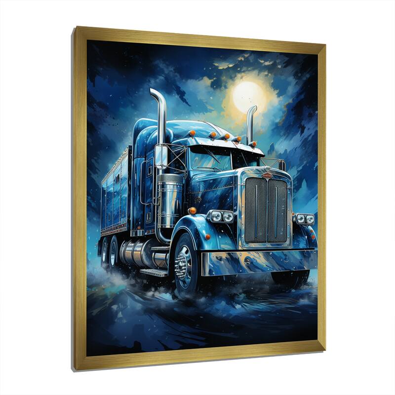 Designart "Red Semi Truck Custom Classic I" Truck Framed Wall Art Prints