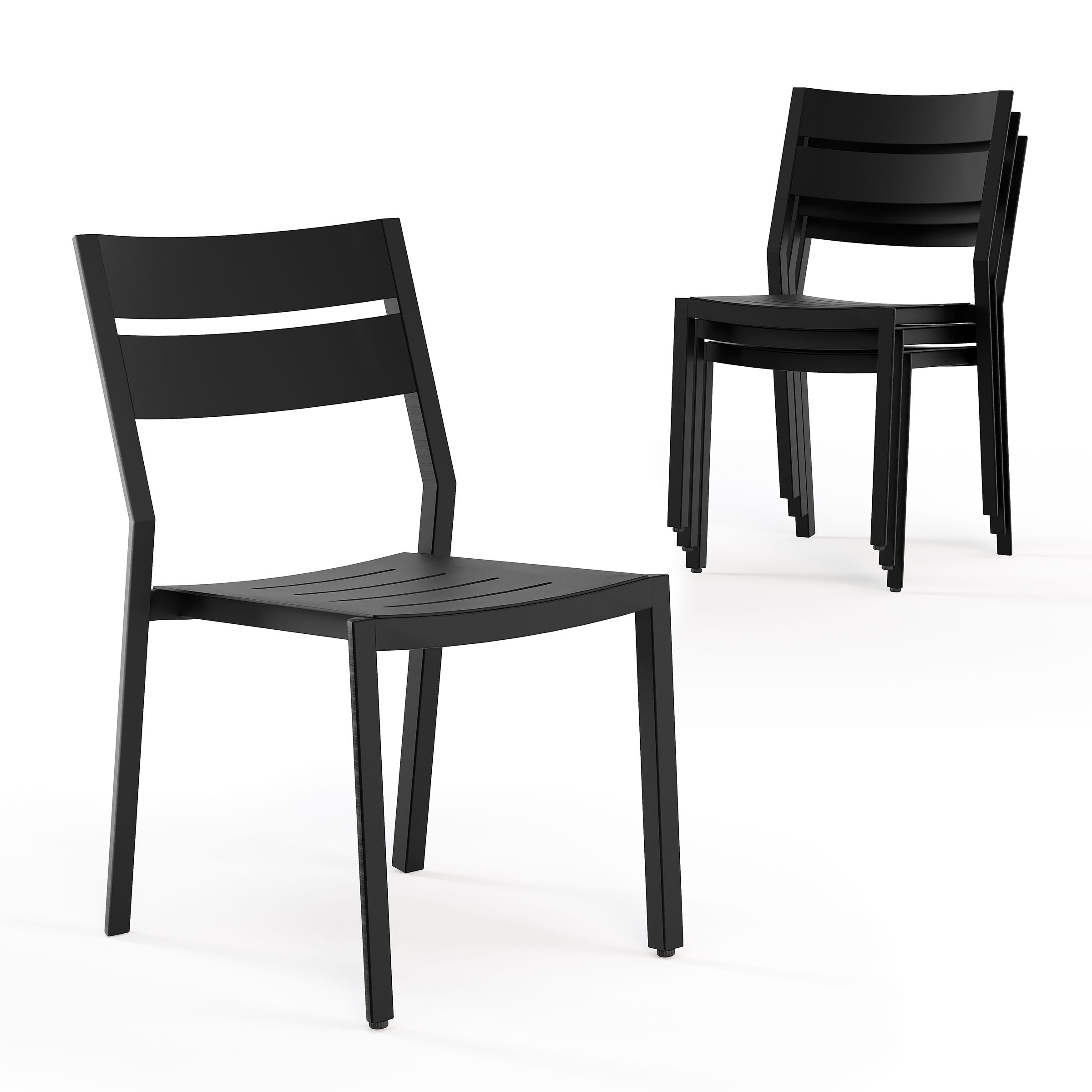 Outdoor Patio Dining Chairs Set Aluminum Stackable Chairs - N/A