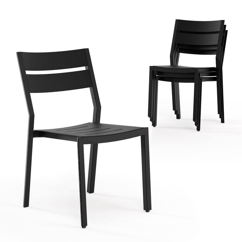 Pellebant Outdoor Stackable Aluminum Dining Chairs - 15.2 in W * 17.3 in D * 32.2 in H
