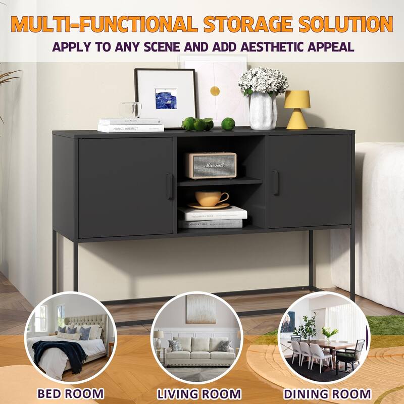Modern Metal Sideboard Buffet with Plenty of Storage Space and Elegant Handles