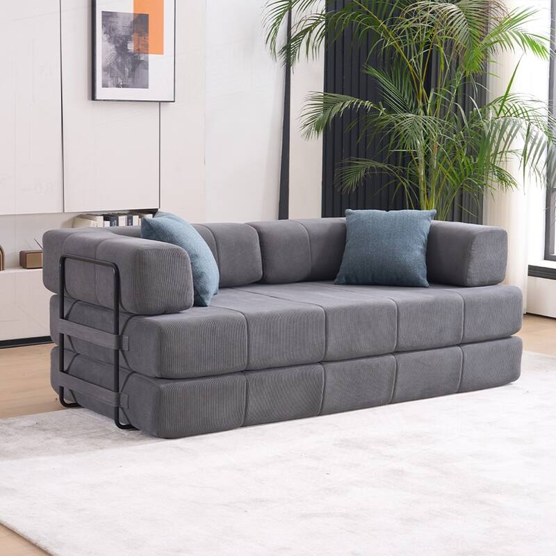 Versatile Convertible Sofa Bed with Plush Pillows for Any Living Space