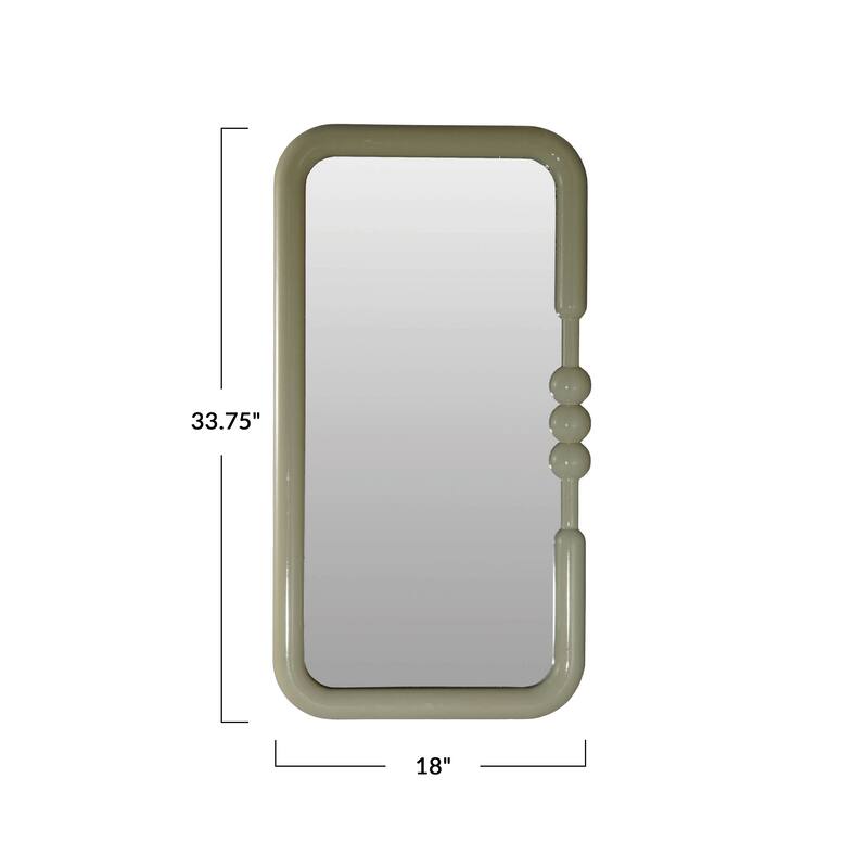 Wood Framed Wall Mirror with Detail - 18.13"L x 1.38"W x 33.88"H