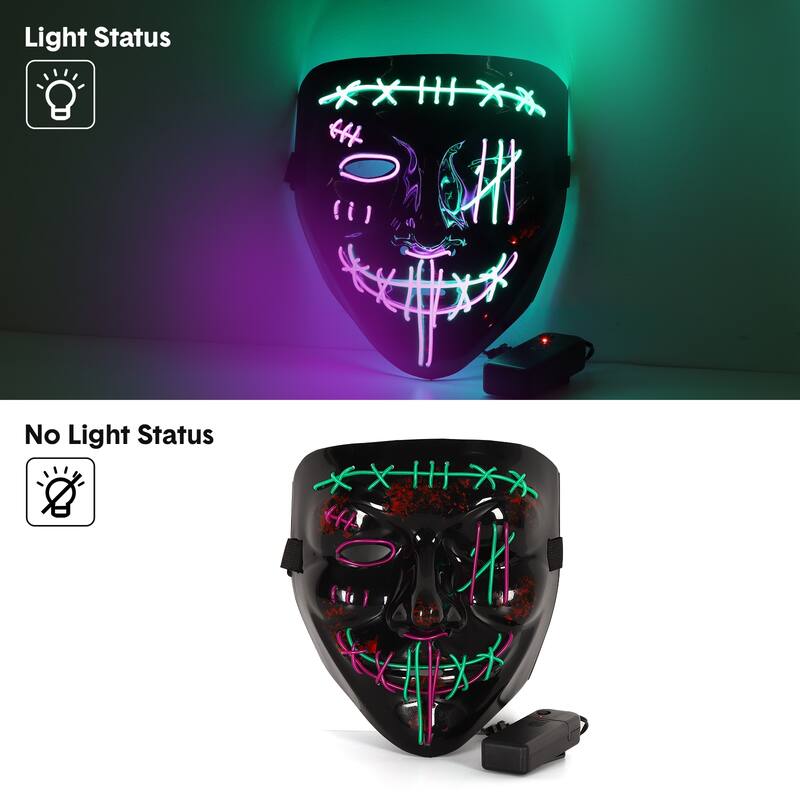 3 PACK Halloween Scary Mask LED Mask LED Purge Mask LED Light Up Mask for Halloween Costume
