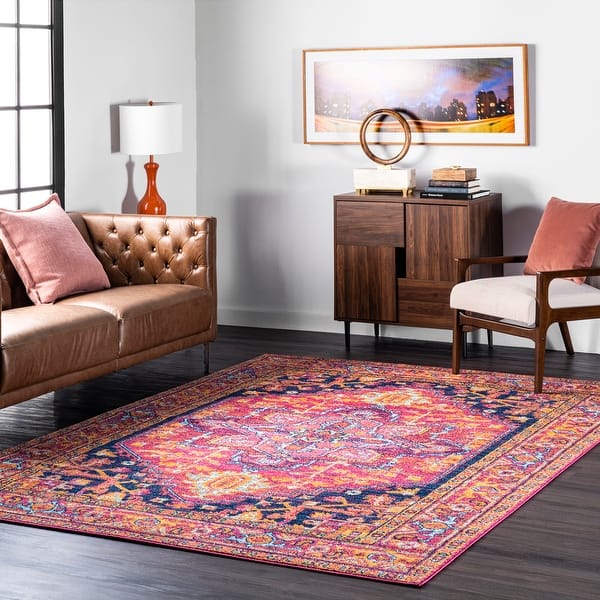 slide 2 of 15, Nuloom Jaclyn Bohemian Medallion Area Rug 2' x 6' Runner - Hot Pink