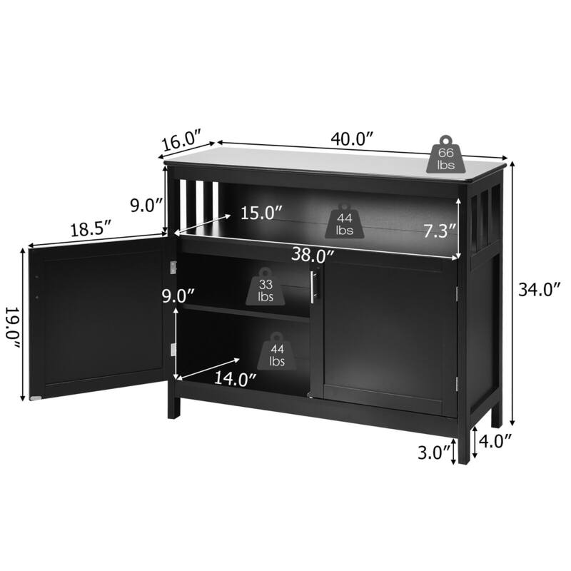 Costway Kitchen Buffet Server Sideboard Storage Cabinet with 2 Doors & - See details