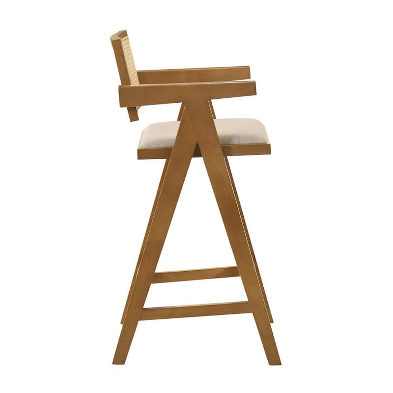 Remy Upholstered Light Walnut Bar Stool (Set of 2)