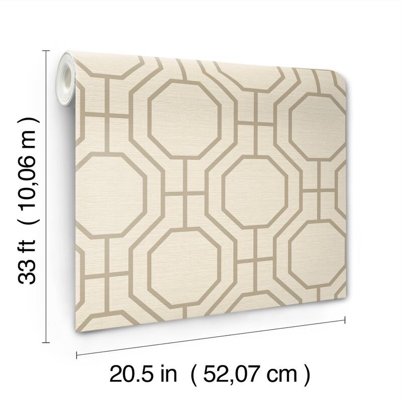 A-Street Prints Manor Taupe Geometric Trellis Wallpaper