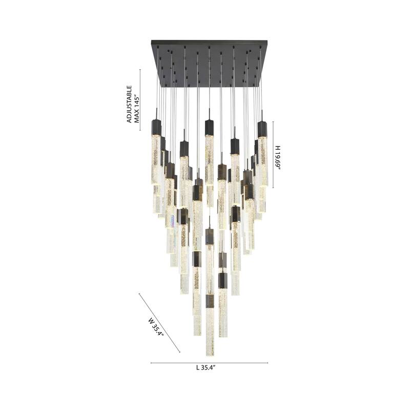 41-Light Black Chandelier With Clear Bubble Crystals