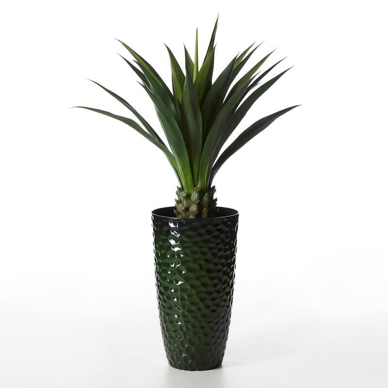 Glitzhome 23.75"H Set of 2 Oversized Eco-Friendly PP and Stone Honeycomb Textured Blue/Green/Red Tall Plastic Planter
