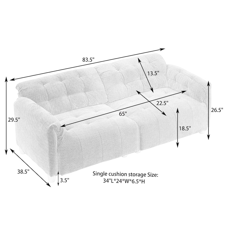 Cloud Loveseat Sofa, Futon Sofa with Storage Space, Straight-Line Sofa with Upholstered Backrest 2-Seat Armchair