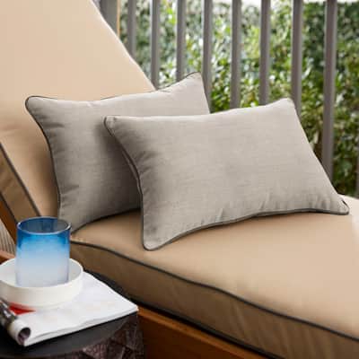 Sunbrella Cast Silver/ Canvas Taupe Corded Indoor/ Outdoor Pillows (Set of 2)