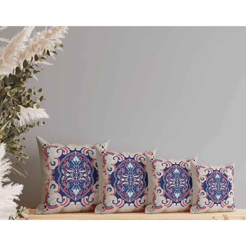 Soft Square Escape Faux Suede Reversible Throw Pillow Beige and Blue