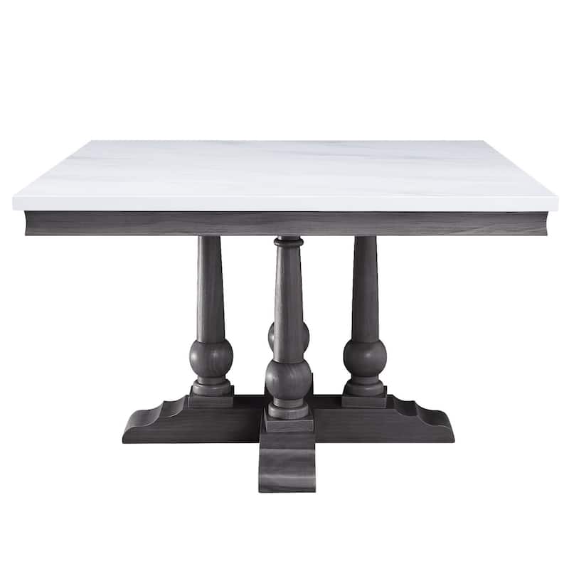 Marble Square Dining Table in White and Gray Oak