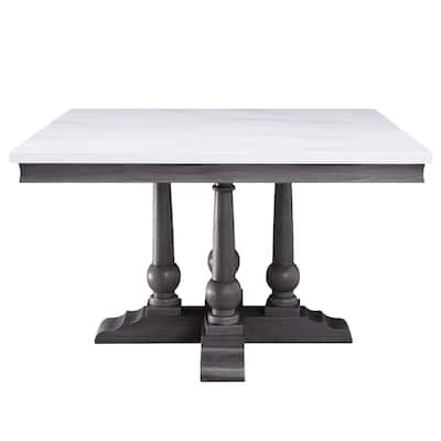 Marble Square Dining Table in White and Gray Oak