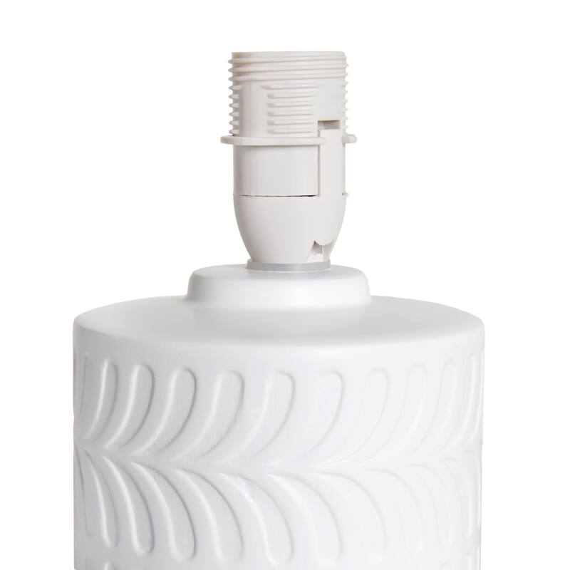 Modern Textured Ceramic Table Lamp with Fabric Drum Shade Compact Accent Lighting Multiple Colors