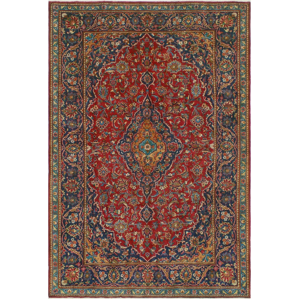 Fine Vintage Distressed Gaylen Red/Navy Rug - 5'11" x 9'4"