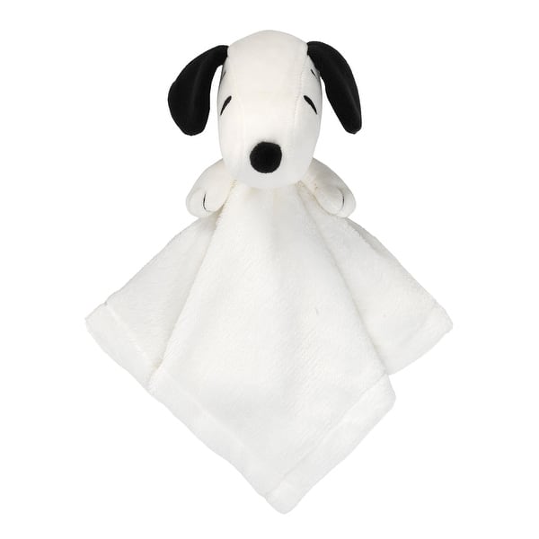 slide 2 of 4, Lambs & Ivy Peanuts Snoopy Lovey White/Black Plush Security Blanket