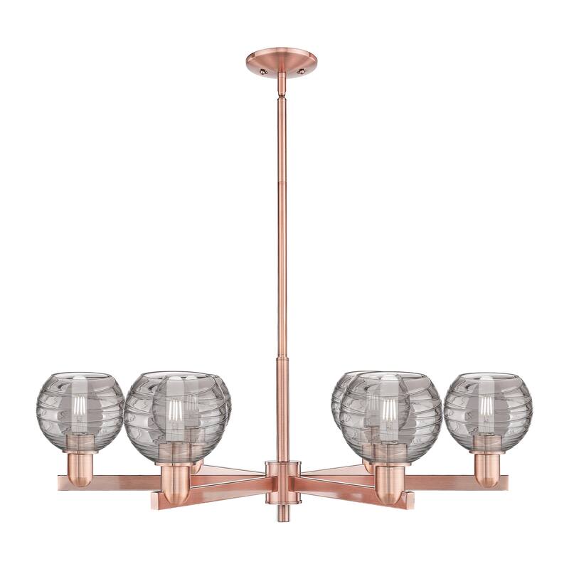 Innovations Lighting Downtown Urban - Athens Deco Swirl - 6 Light 24" Stem Hung Chandelier - Antique Copper