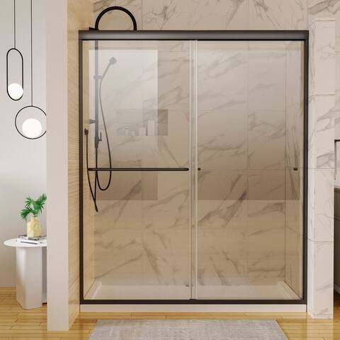 TOOLKISS Aluminum Frame Single Sliding Shower Door