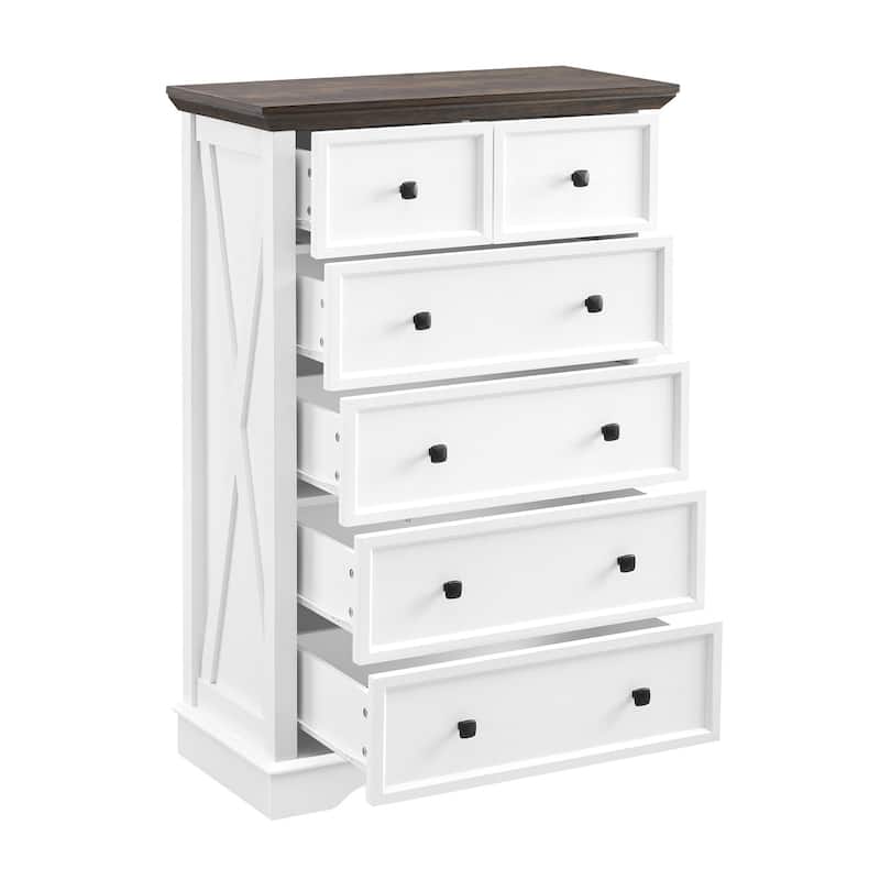 Modern 6 Storage Drawers Dresser Cabinet, Tall Chest of Drawer, Closet