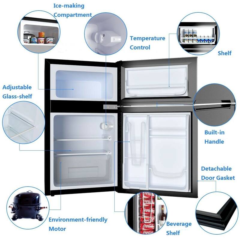 Costway Refrigerator Small Freezer Cooler Fridge Compact 3.2 cu ft.