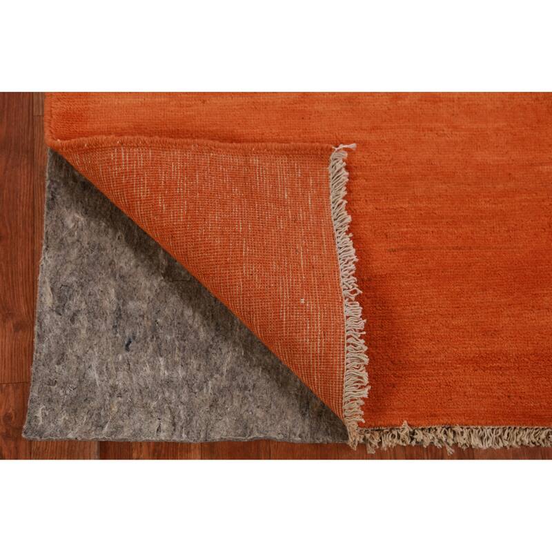 Modern Orange Gabbeh Oriental Accent Rug Hand-Knotted Wool Carpet - 2'9" x 3'11"