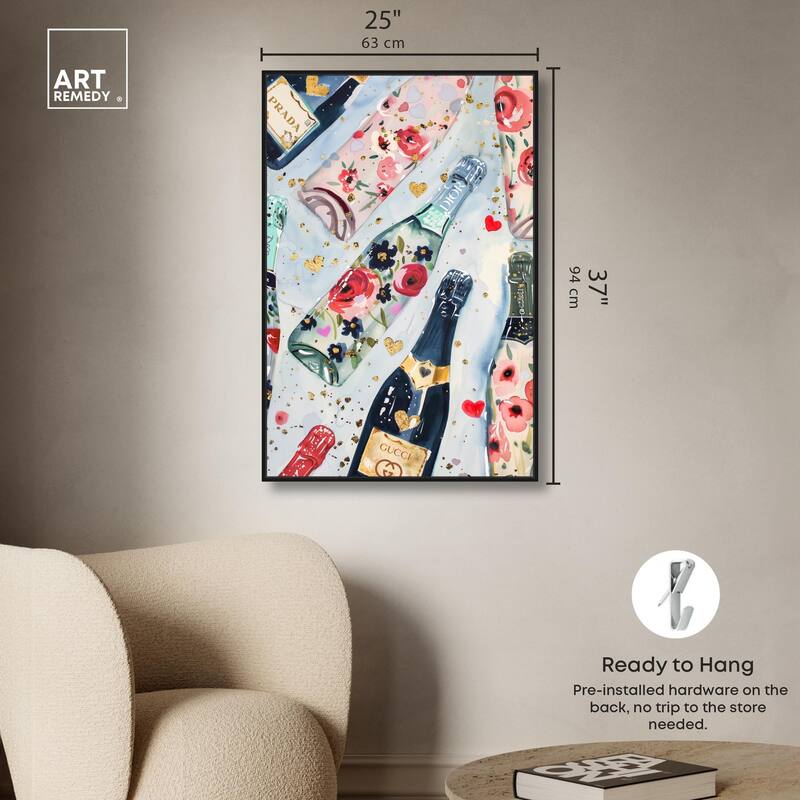 Fun Floral Champagne Canvas by Art Remedy