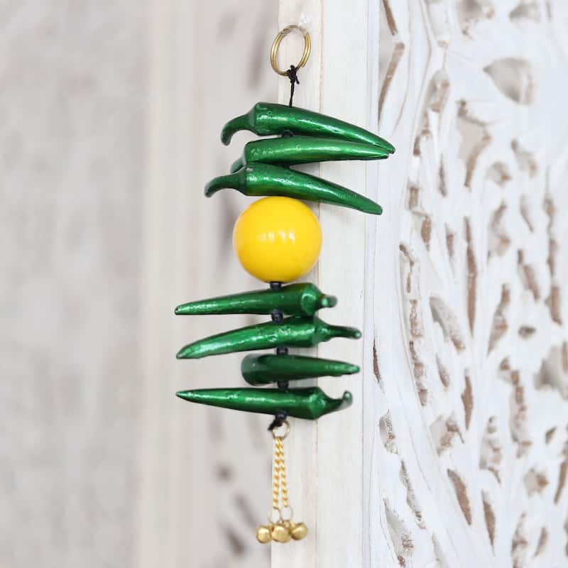 Novica Handmade Nimbu Mirchi Aluminum Wall Art