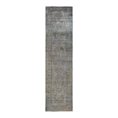 Fine Vibrance One-of-a-Kind Hand-Knotted Runner Rug - Gray, 2' 8" x 10' 4" - 2' 8" x 10' 4"