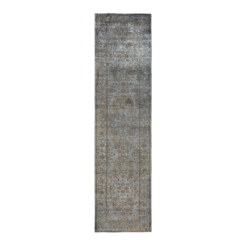 Fine Vibrance One-of-a-Kind Hand-Knotted Runner Rug - Gray, 2' 8" x 10' 4" - 2' 8" x 10' 4"