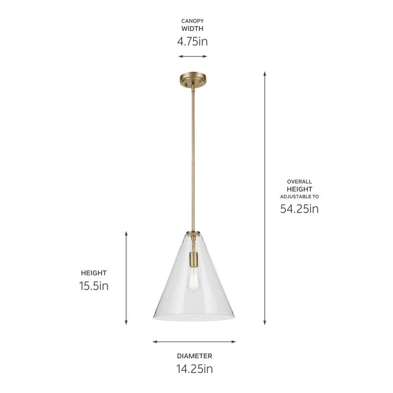 Kichler Lighting Everly 1-Light Cone Pendant Light with Seeded Glass