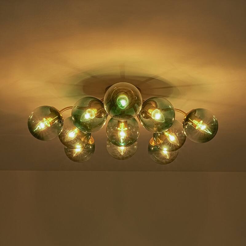 Gradient Blue Glass Globe Sputnik Bubble Ceiling Light 30in Chandelier