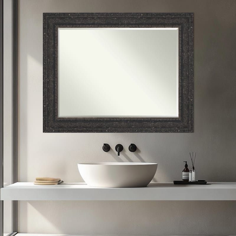 Attic Aged Half-Inch-Bevel Wood Framed Bathroom Vanity Wall Mirror
