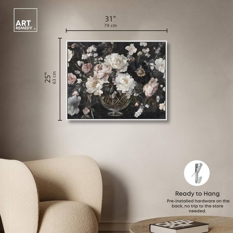 Peonies in Glass Vase Canvas by Art Remedy