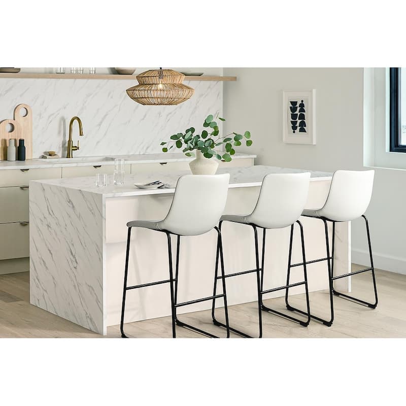 BOSSIN Faux Leather Counter Stool Vintage Barstools, 30 Inch, Set of 2
