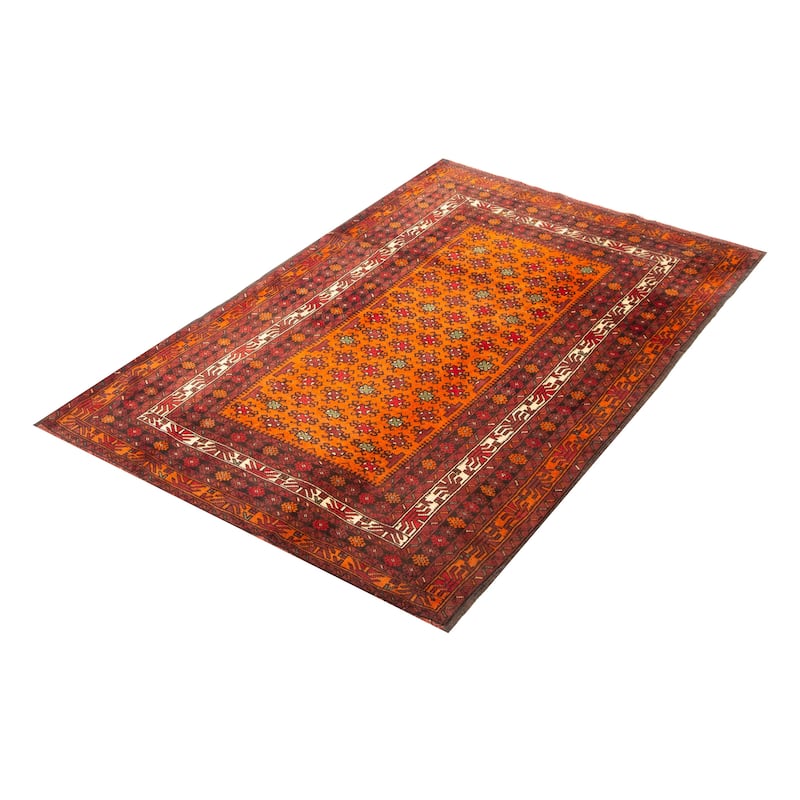 ECARPETGALLERY Hand-knotted Teimani Burnt Orange Wool Rug - 4'4 x 6'4